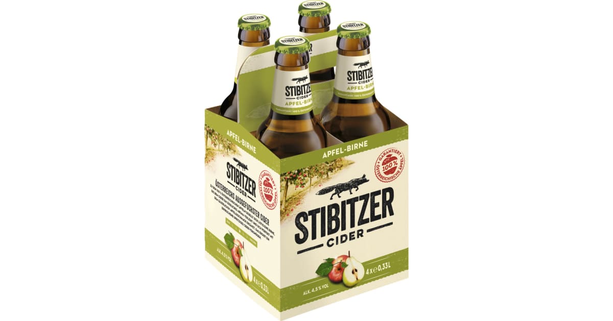 Stibitzer Apfel-Birne Cider Tray 4x 0,33 Liter (Einweg)