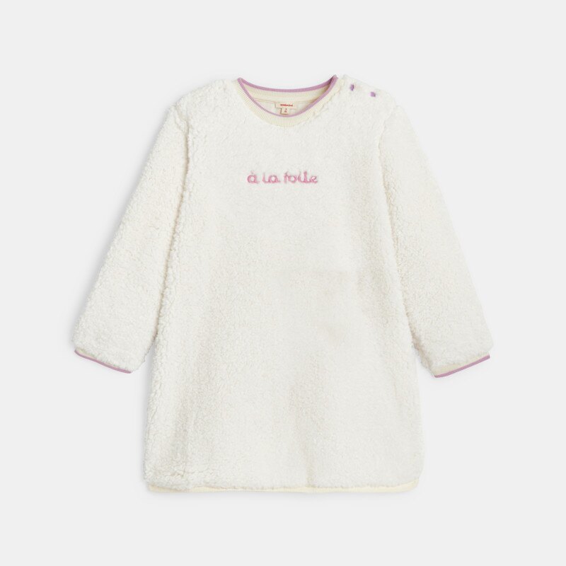 Robe bébé fille sherpa brodée blanche Catimini Blanc