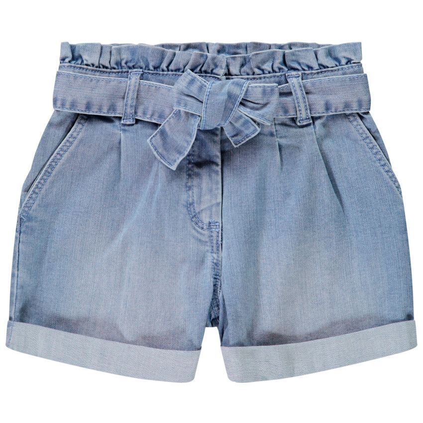 Short en jean taille haute pour enfant fille - Bleu