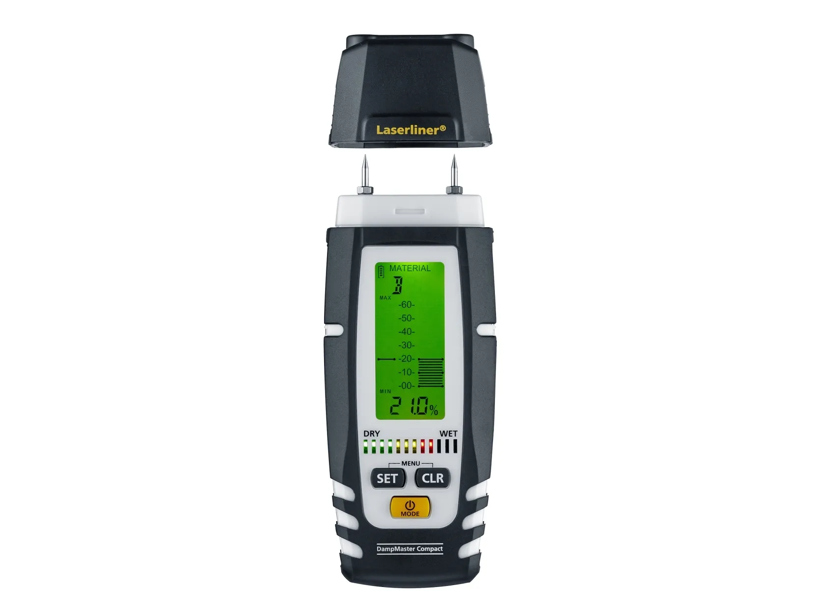 Laserliner DampMaster Compact Plus, Træ, Digital, Grå, 0 - 90%, 4%, LCD