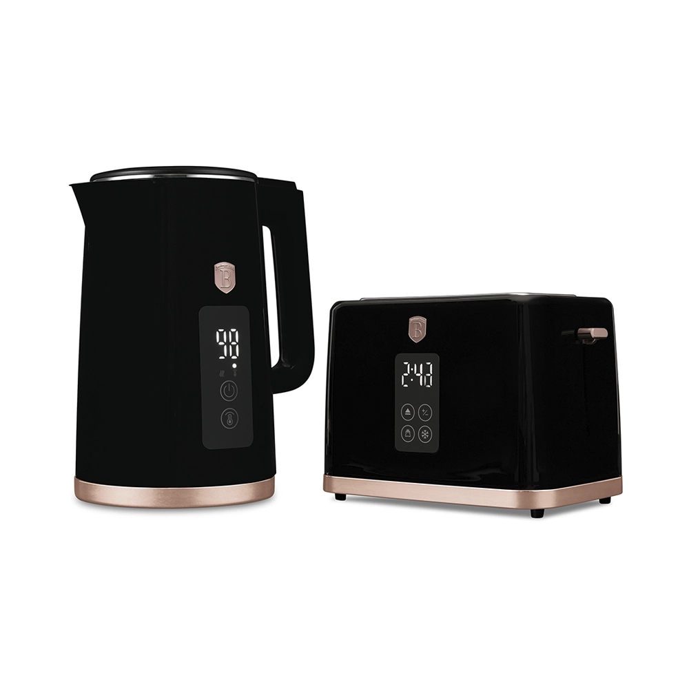 Berlinger Haus Wasserkocher & Toaster mit Digitalanzeige Black Rose Collection