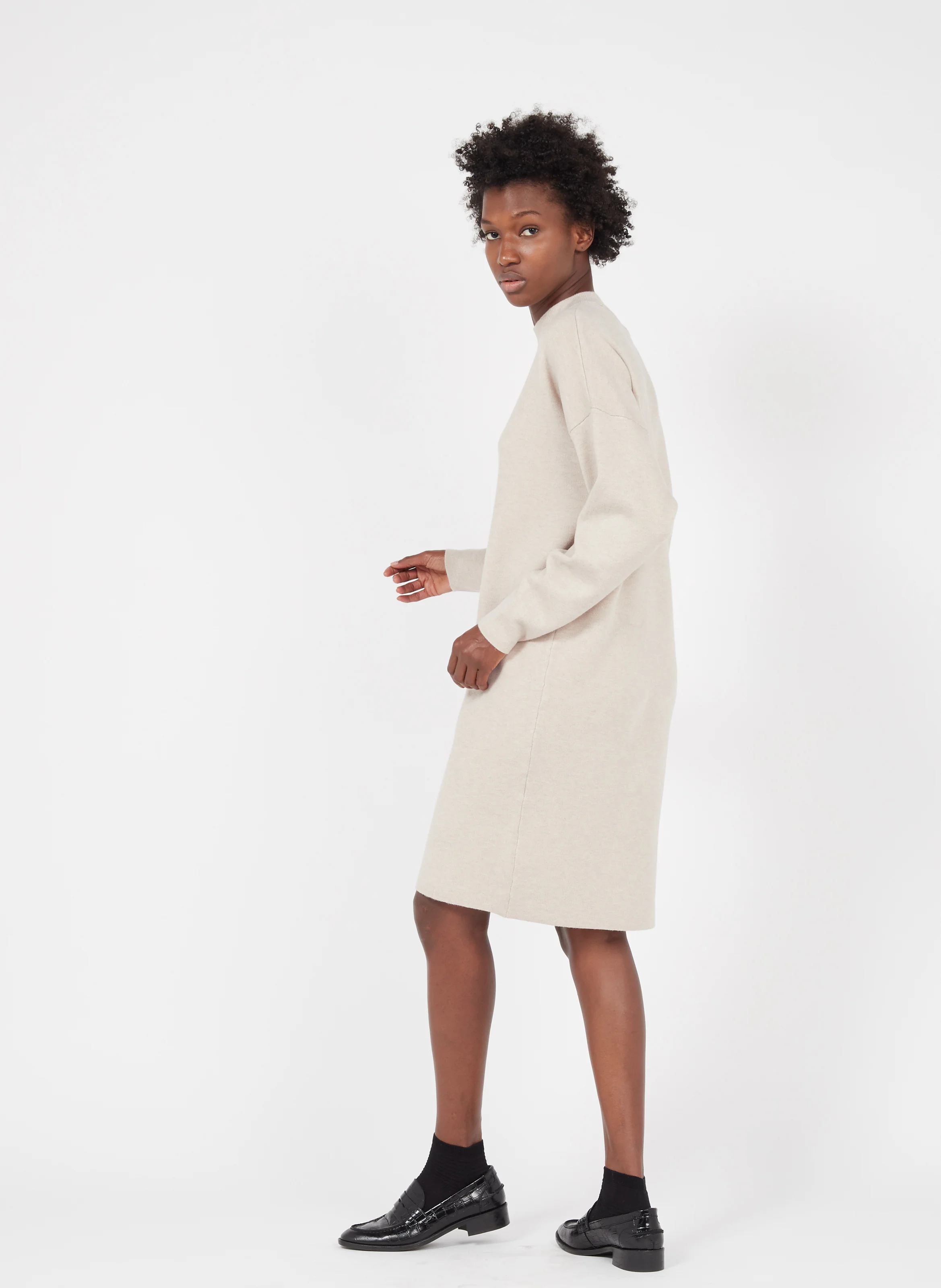 Robe pull courte | Beige
