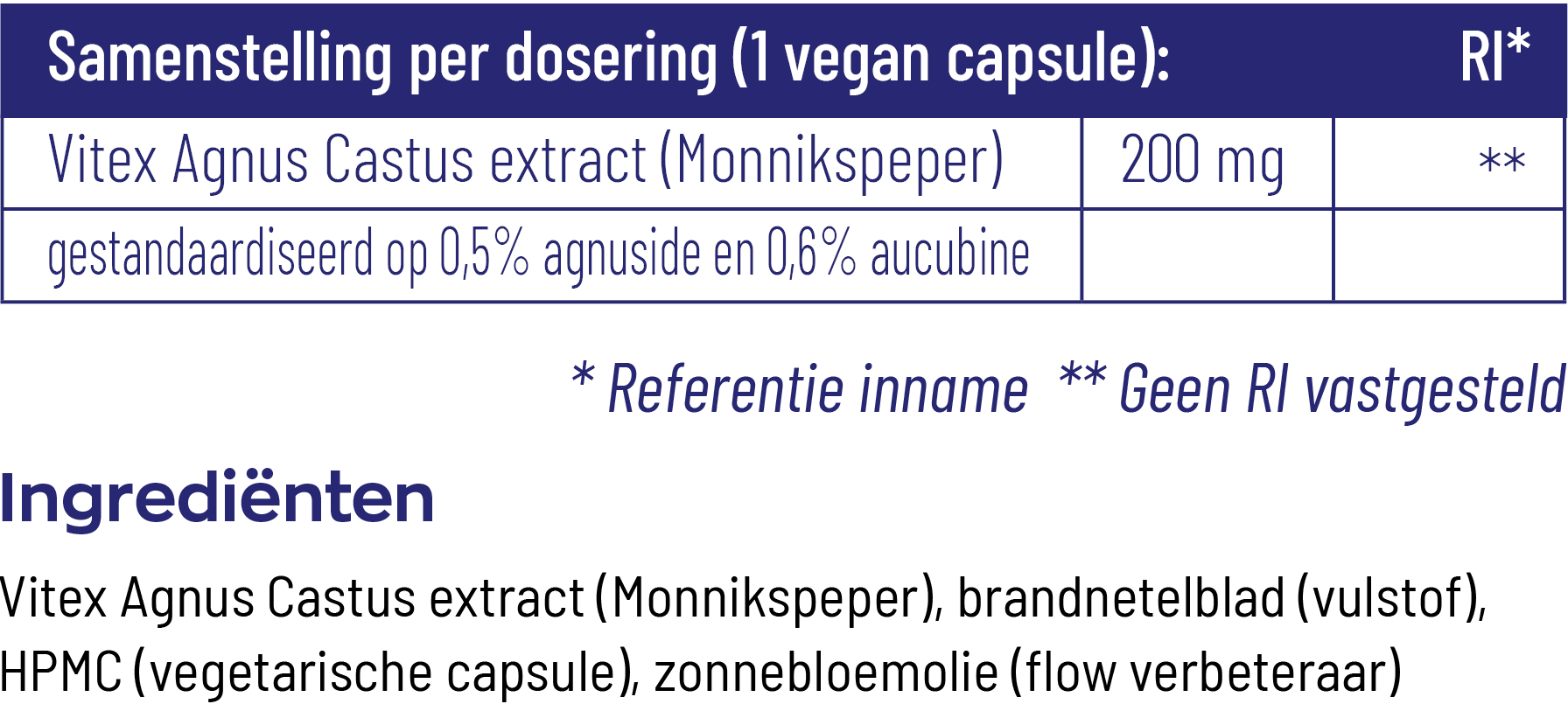 Vitakruid Vitex Agnus Castus 200 Mg Monnikspeper (60 vega capsules)