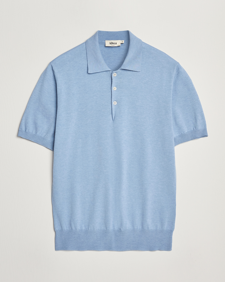 Altea Short Sleeve Cotton Polo Light Blue