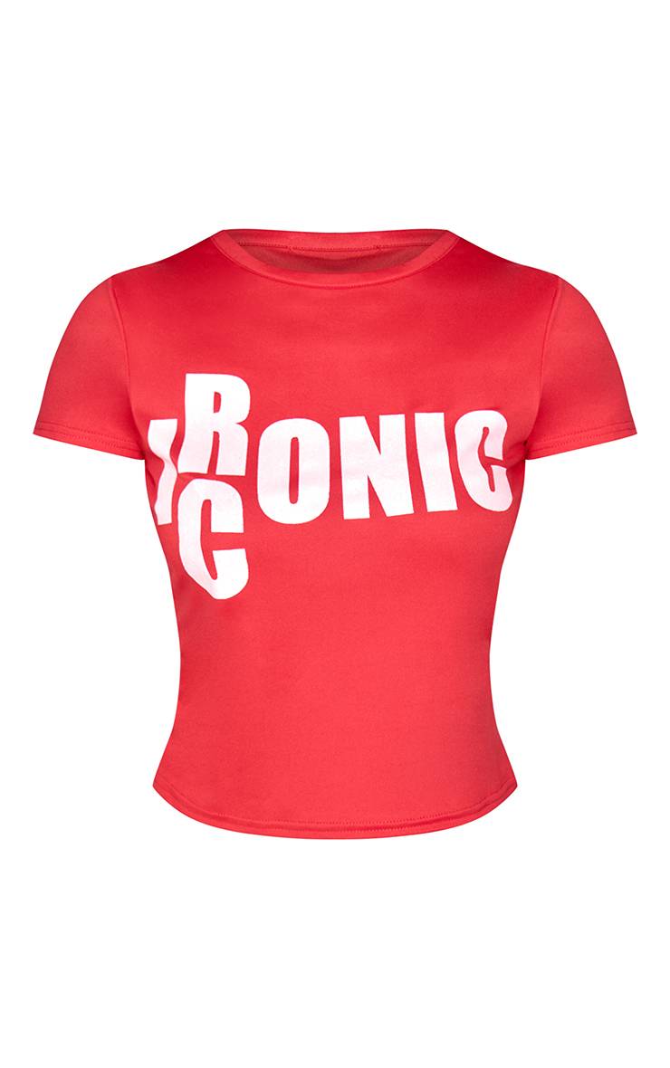 Rouge T-shirt Ajusté Graphique Iconique & Ironique