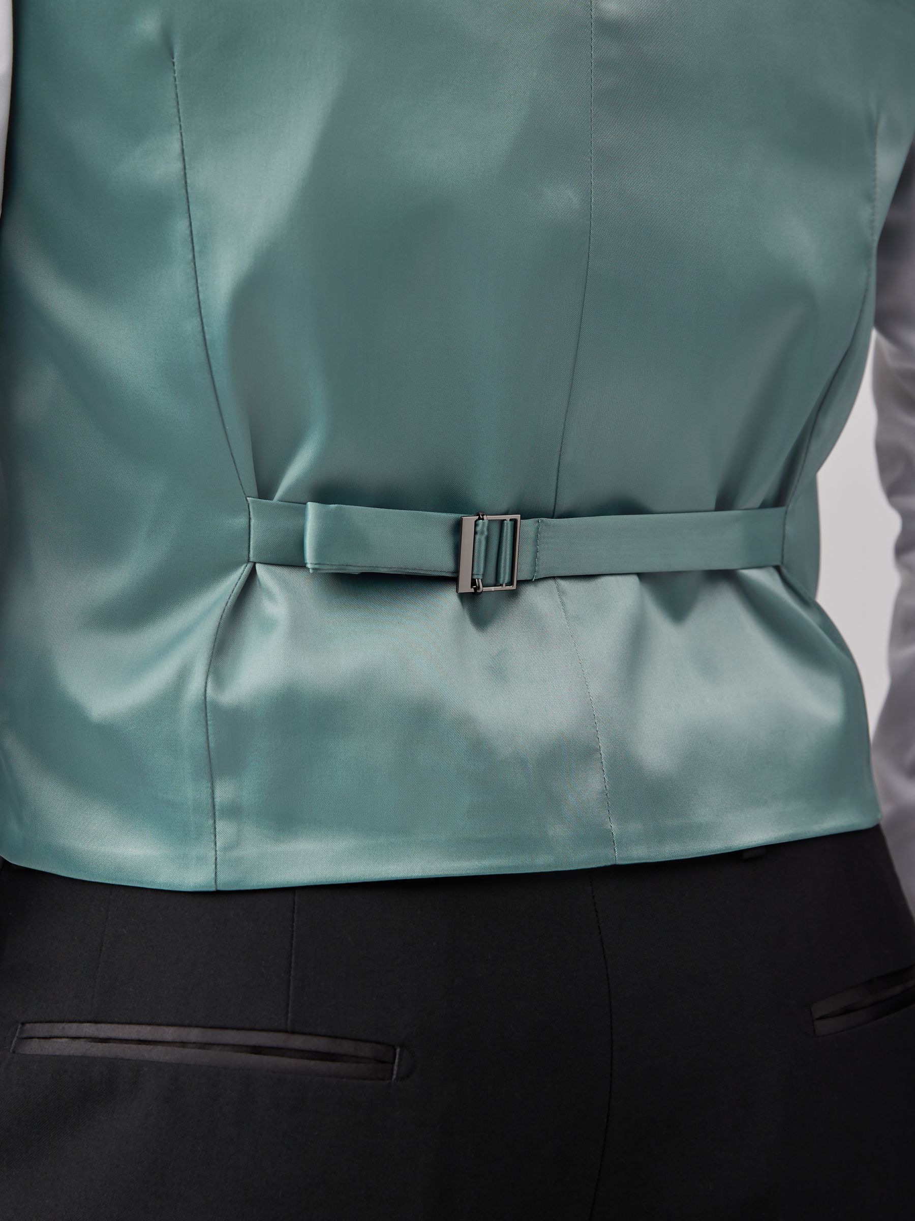 Grijs-groen - Zijden gilet met textuur