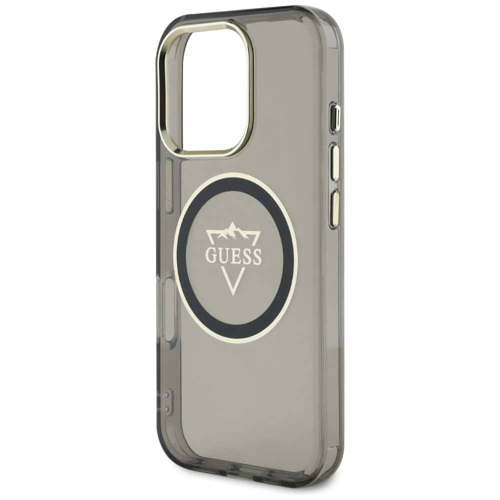 iPhone 16 Pro MagSafe Hardcase Hülle IML Metal Mountain (GUHMP16LHFGTMSLSK) - Schwarz / Transparent