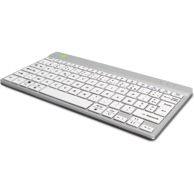 R-Go Tools Clavier ergonomique R-Go Compact Break, clavier compact avec logiciel de pause,AZERTY (FR), Bluetooth, blanc