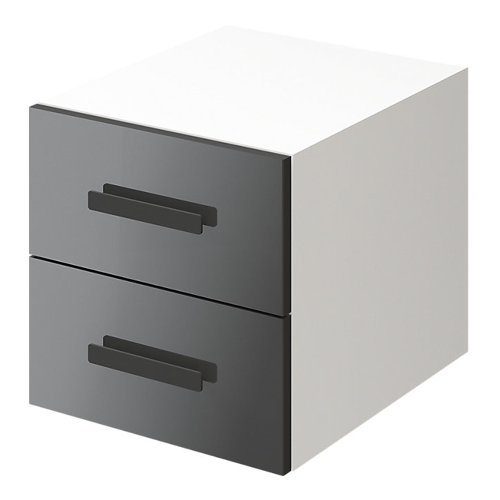 Table de chevet blanche et anthracite brillant GoodHome Atomia H. 37,5 x L. 37,5 x P. 47 cm