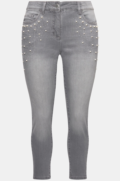 Jeans, Skinny Fit, Zierperlen an den Taschen, 5-Pocket