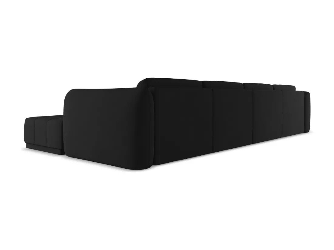 Canapé d'angle panoramique en tissu chenille - noir - HOKU