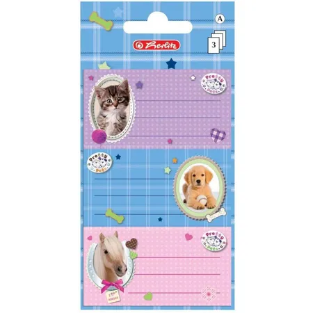 Herlitz Buchetiketten Pretty Pets 3 Bögen mit je 3 Etiketten