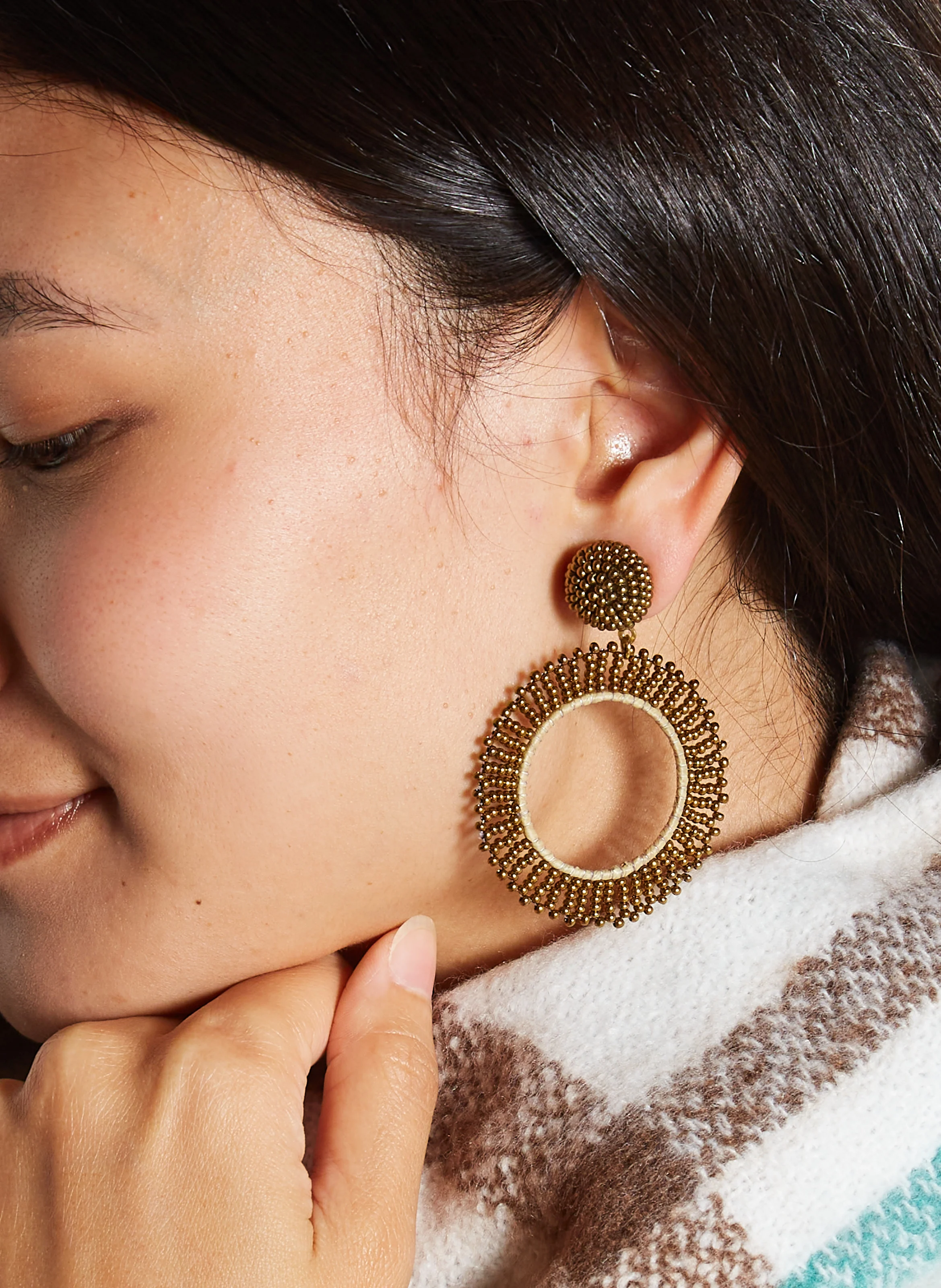 CECILIA - Boucles d'oreilles pendantes à perles | Doré