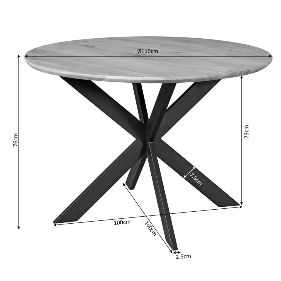 Starfurn - Eettafel Ferris - Bruin - 110x110x76 cm