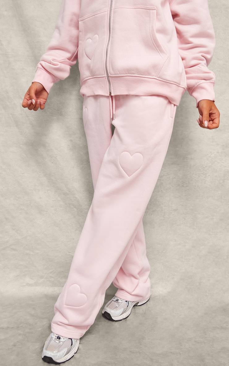 Rose Bébé Jogging Large À Cœurs Gaufrés