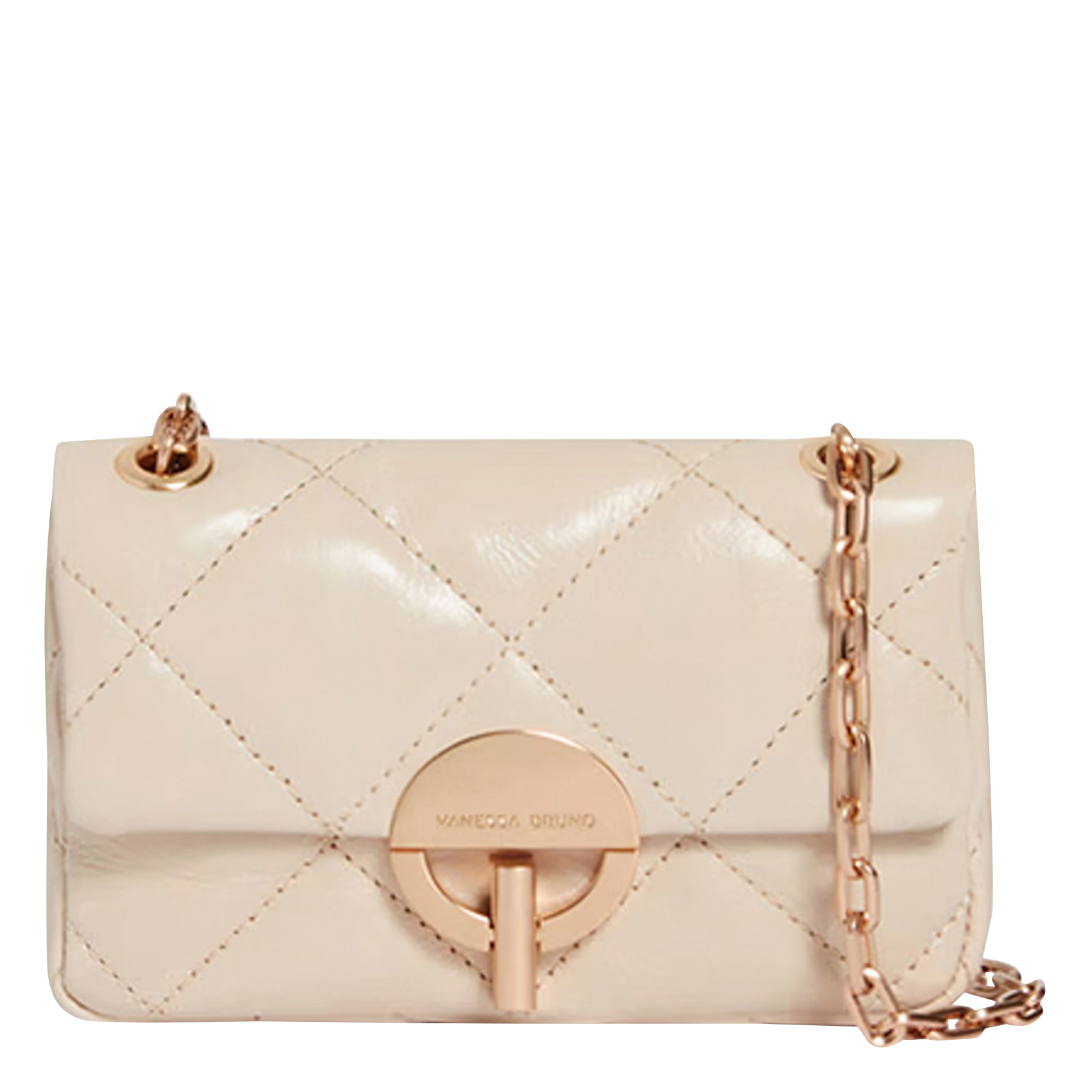 NANO MOON - Sac bandoulière matelassé en cuir | Beige