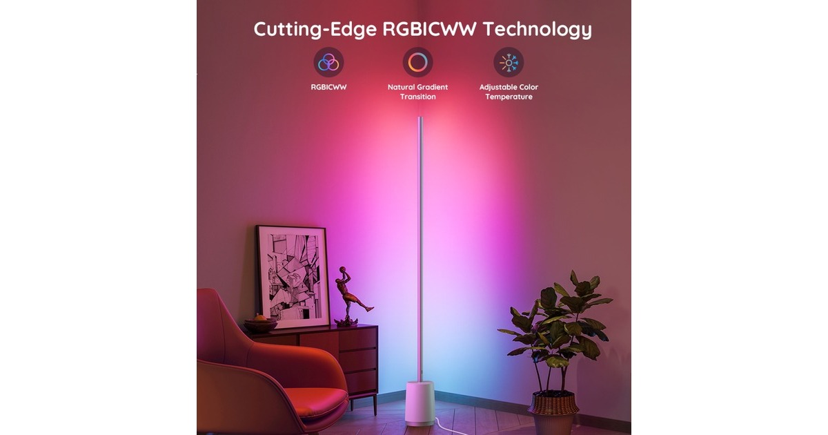 GoveeH6072 Lyra RGBICWW Hoek Vloerlamp sfeerverlichting  (RGBIC, 2200K - 6500K)