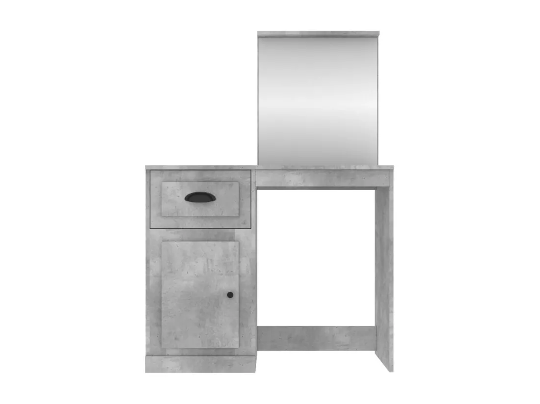Coiffeuse et miroir gris béton 90x50x132,5 cm bois d'ingénierie