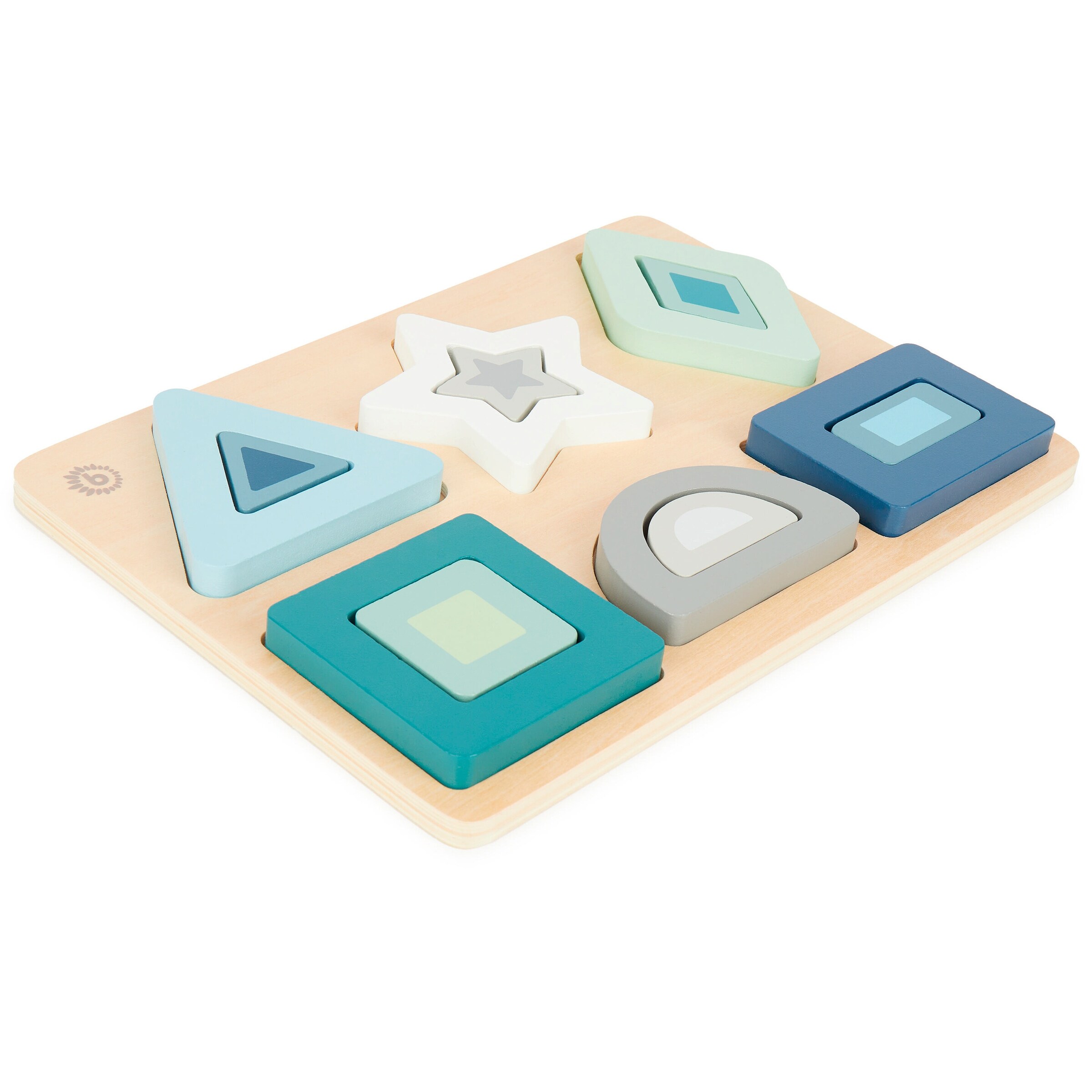 Bieco Geometrisches Puzzle aus Holz - ab 12 Monate Blau