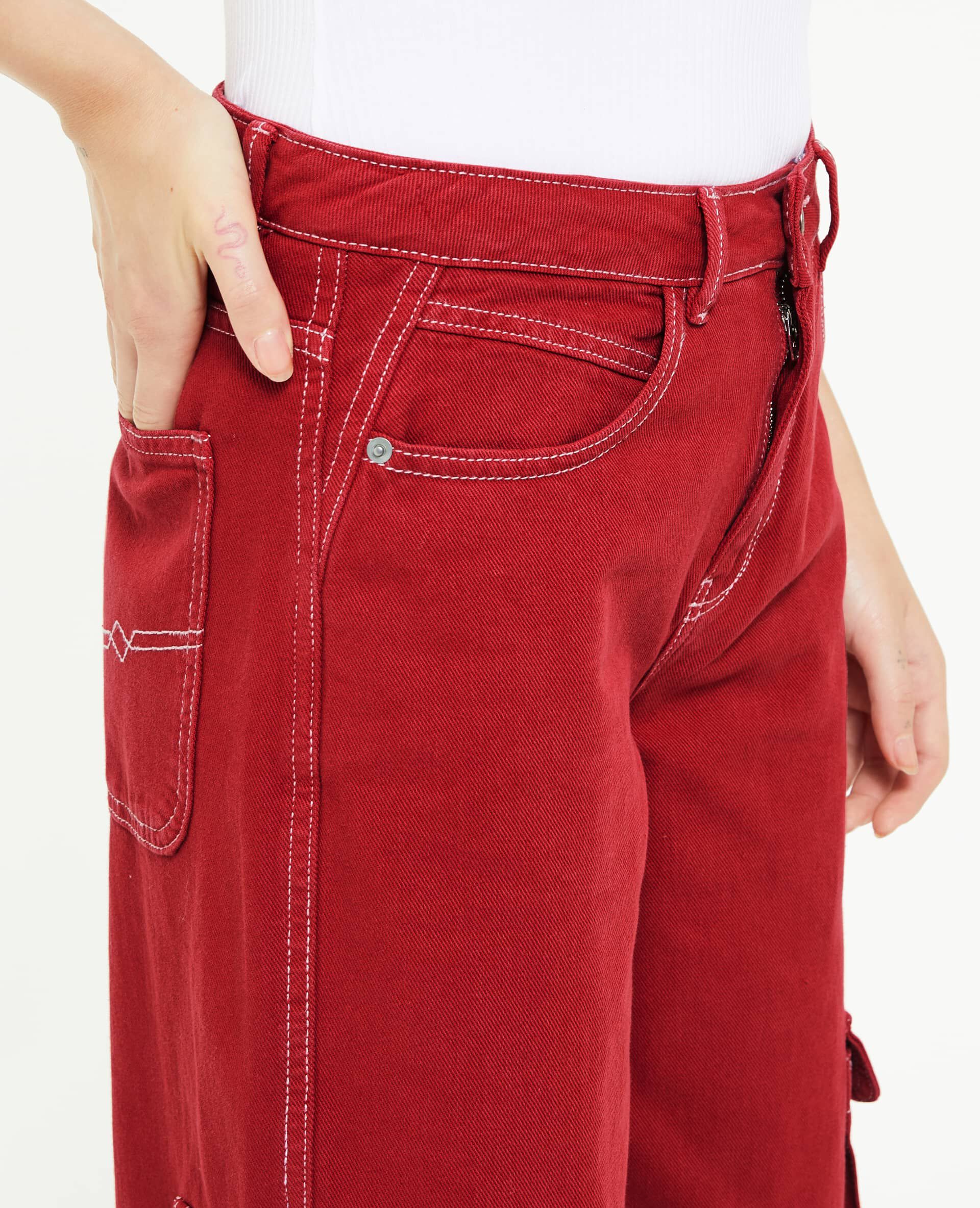 Pantalon cargo droit - Rouge