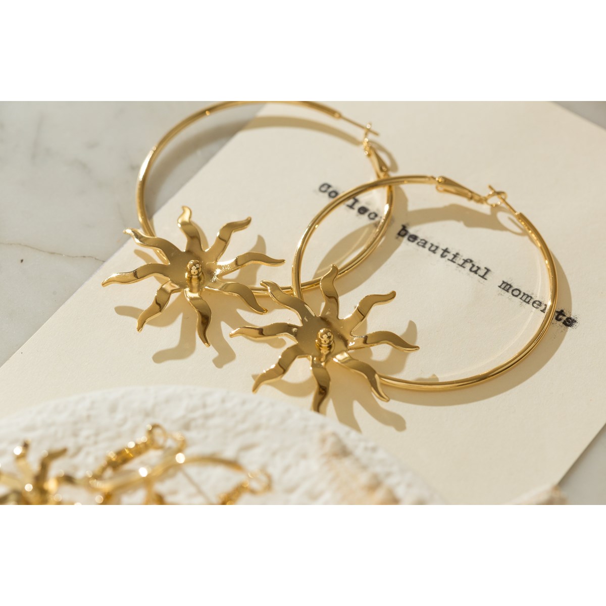 boucles d'oreilles créoles soleil doré à l'or fin - ÉOS