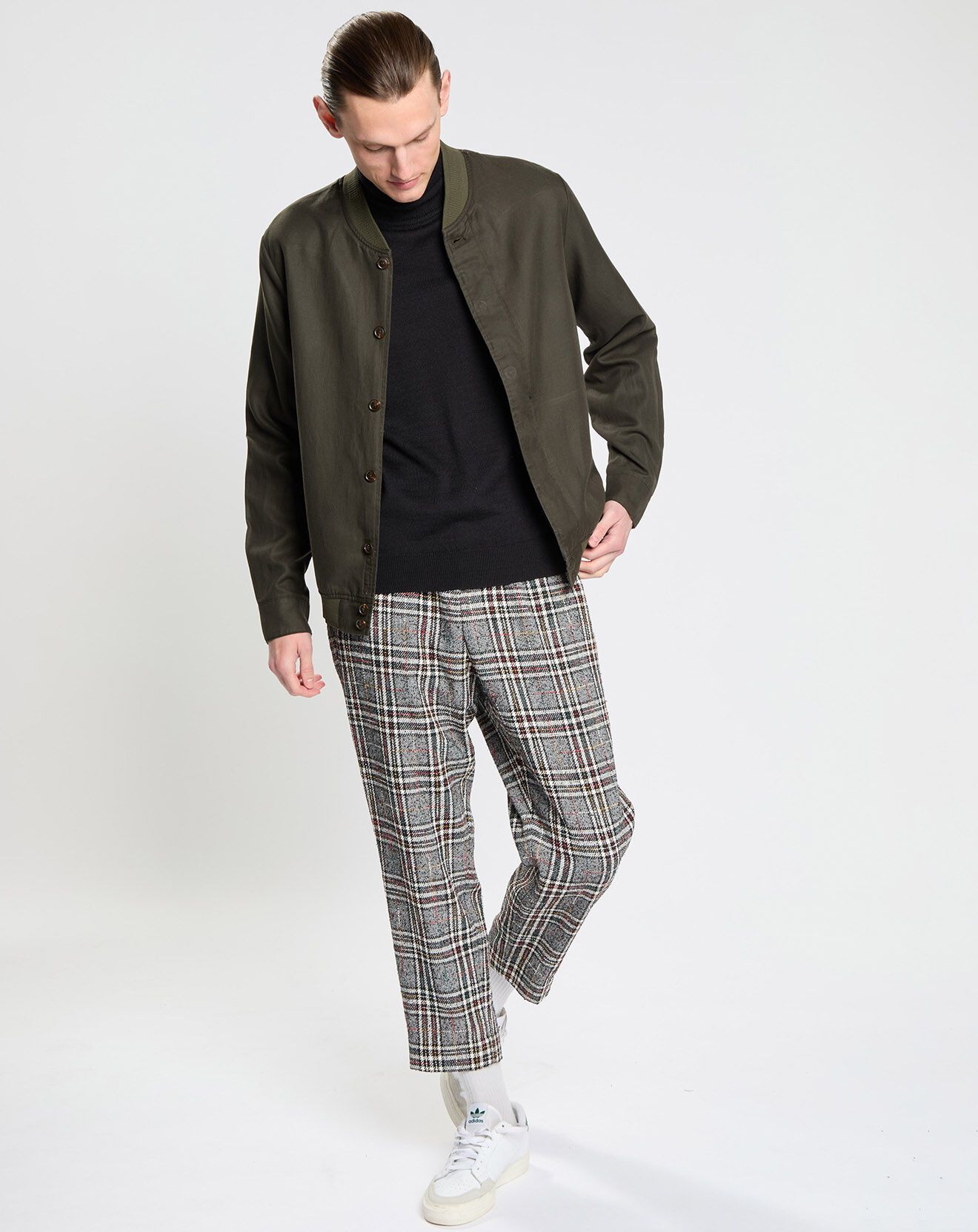 Scotch & Soda Blouson en Lin mélangé court kaki foncé