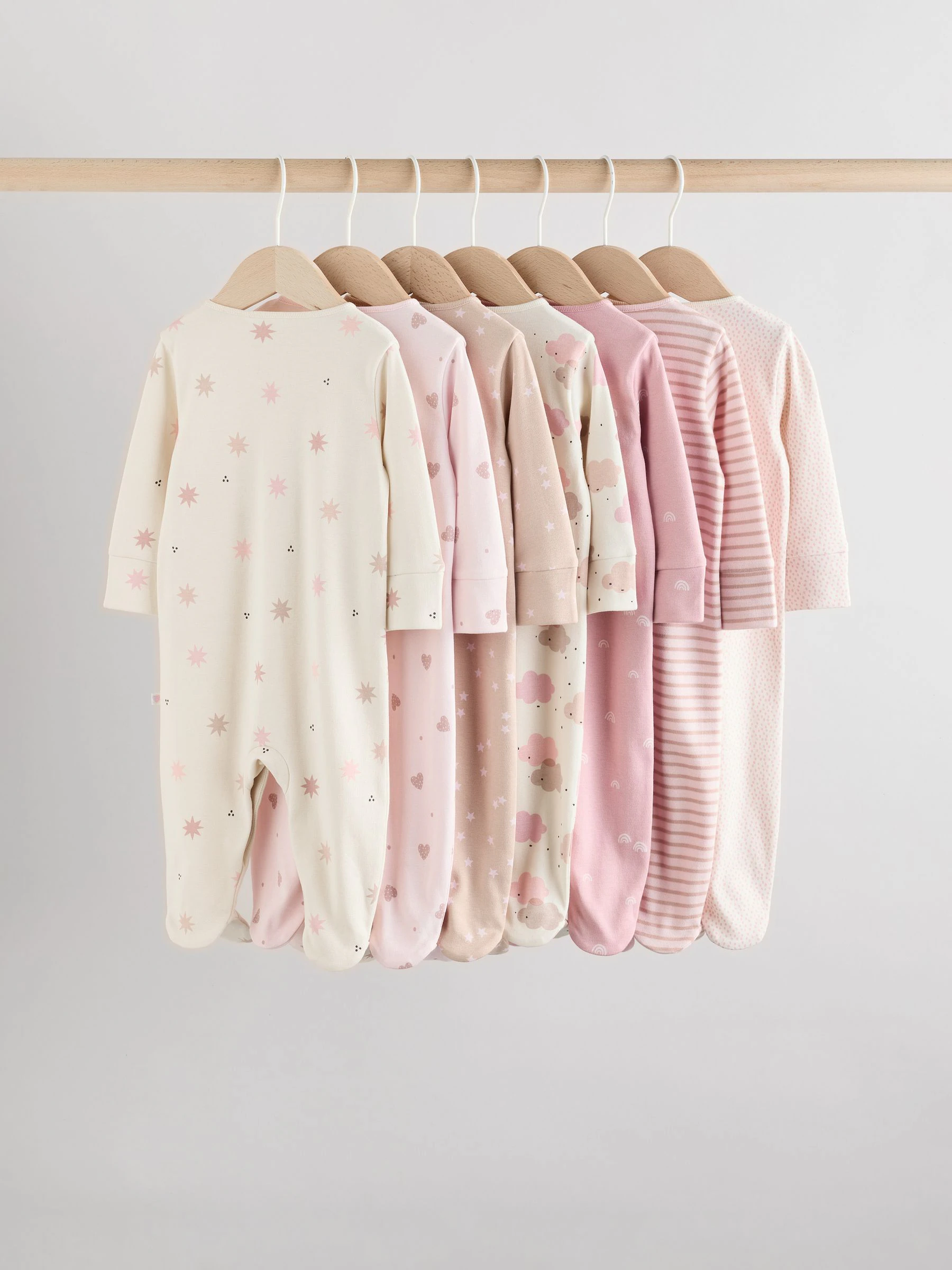 Roze - 7 Pack Baby slaappakken (0mnd-3jr)