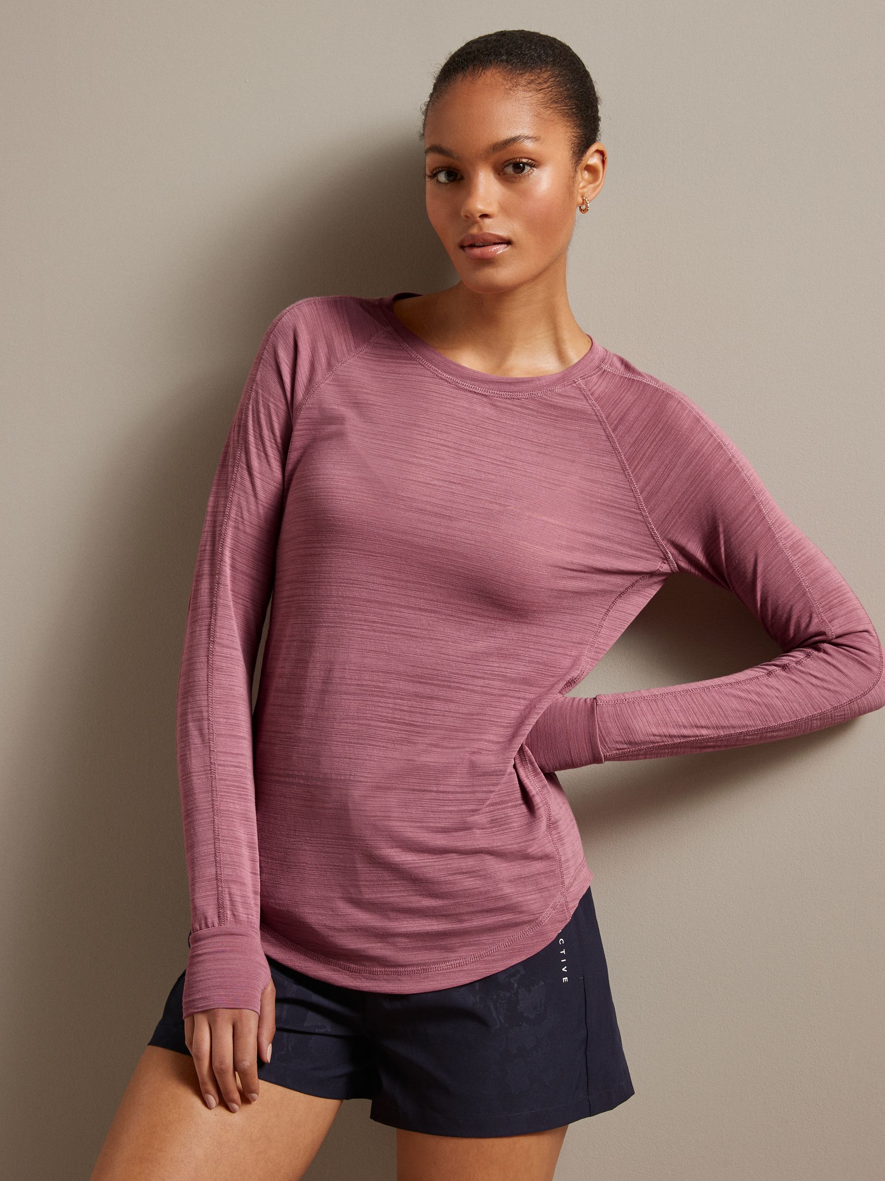 Roze - Actieve lichte top met lange mouwen