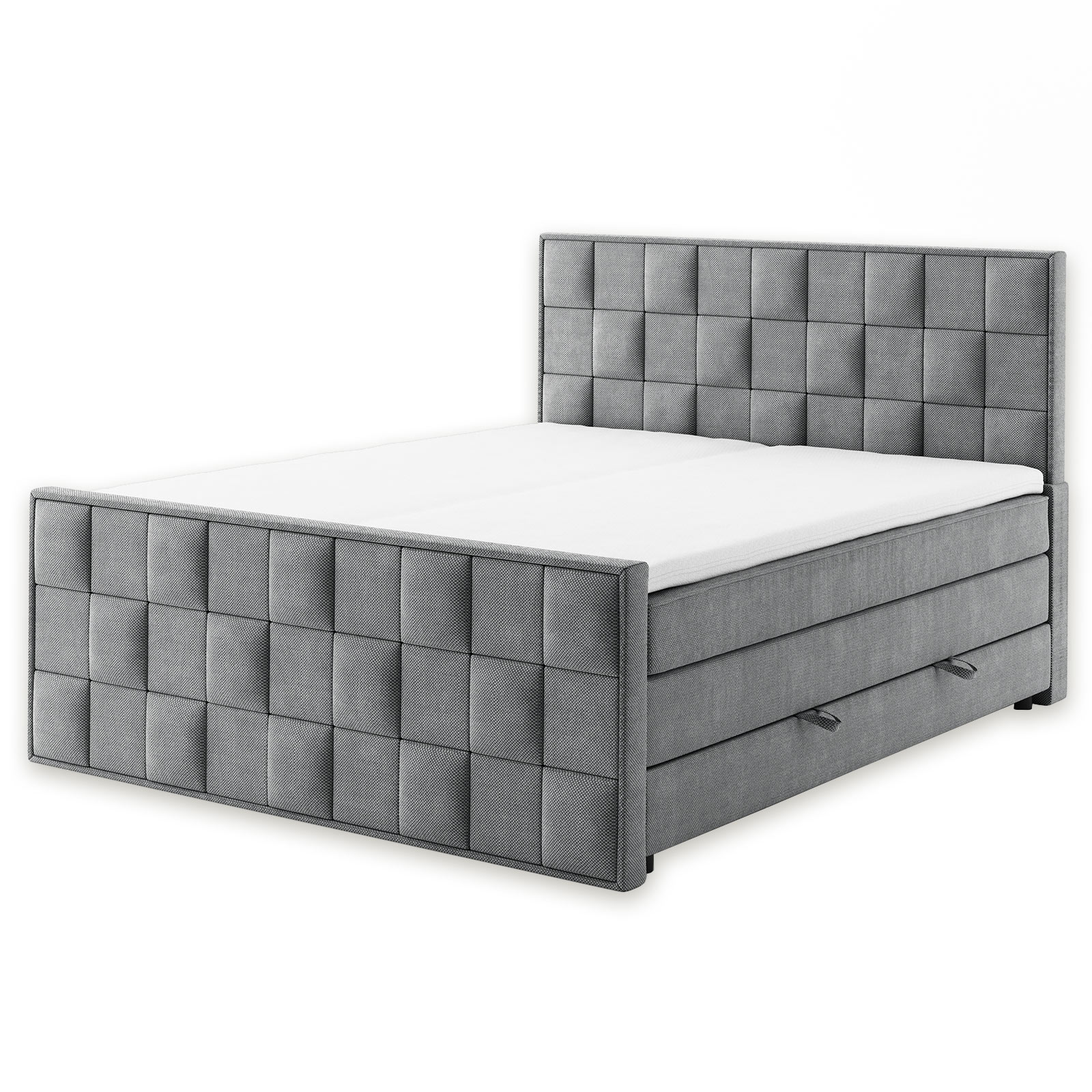 Boxspringbett - silber - H3 - 140x200 cm