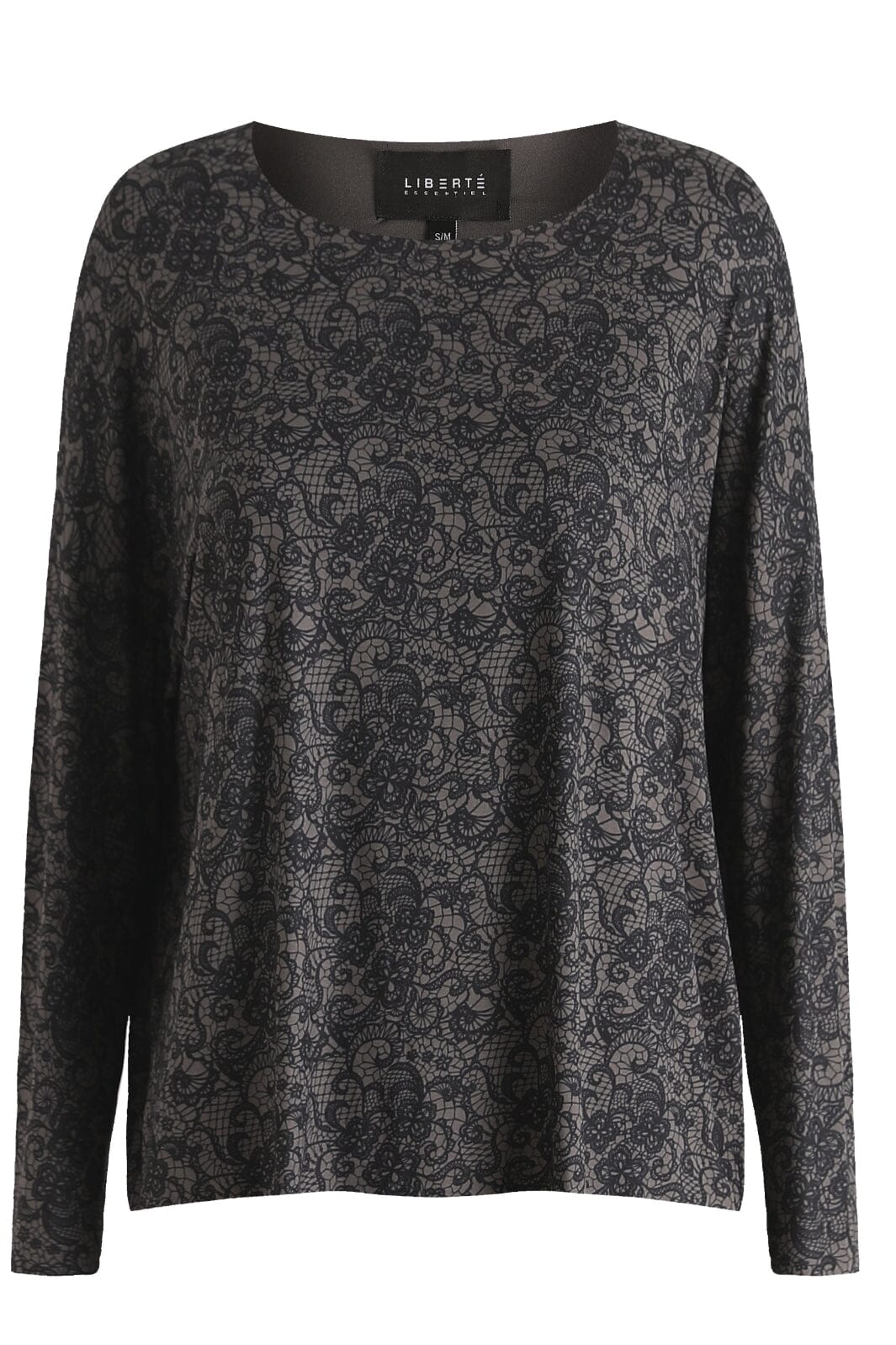 Liberte Alma-Ls-Top black grey lace