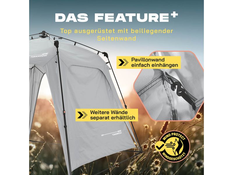 Where tomorrow Pavillon Pop Up - Hellgrau Outdoor-Pavillon mit Seitenschutz
