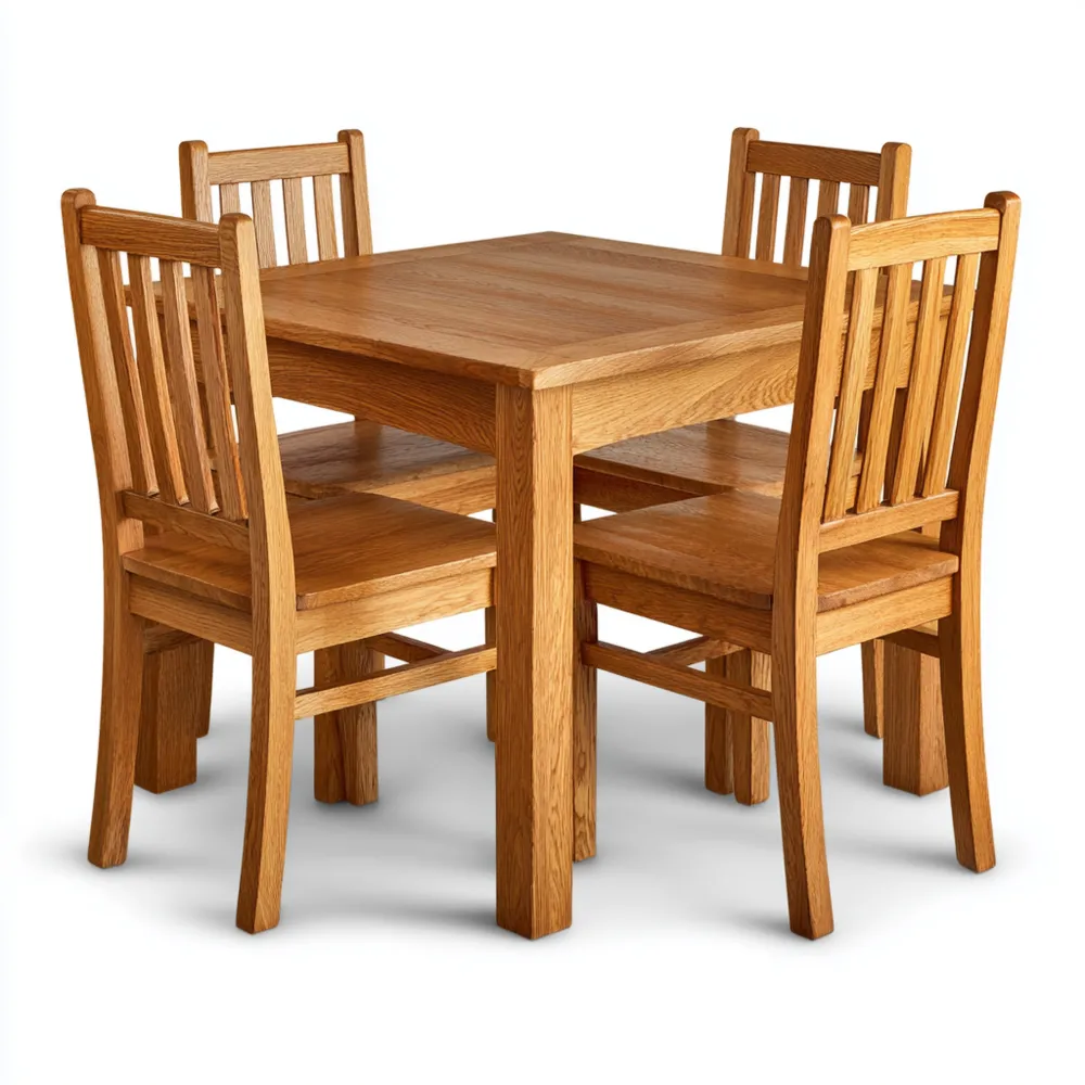 Esszimmer-Set Massivholz 120x75x75 cm – Naturholz – Klassisches Design