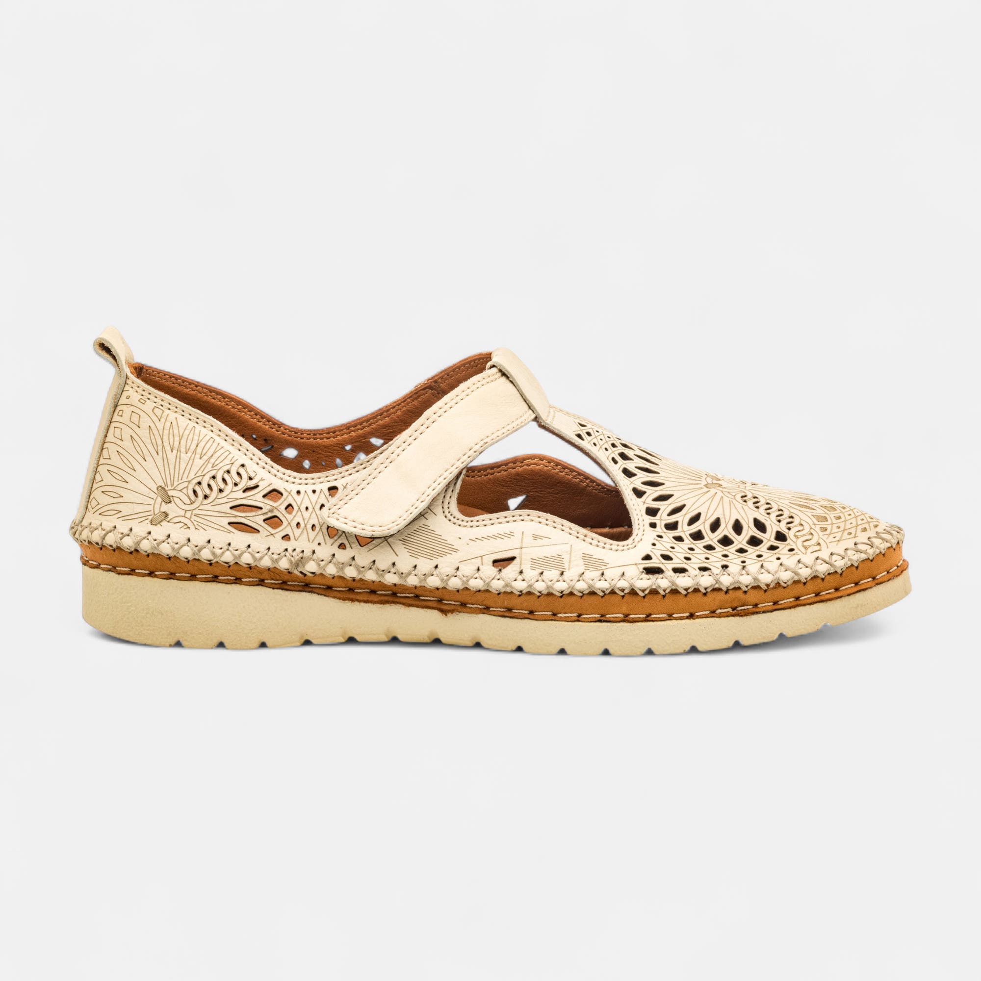 Ballerines Femme en cuir beige