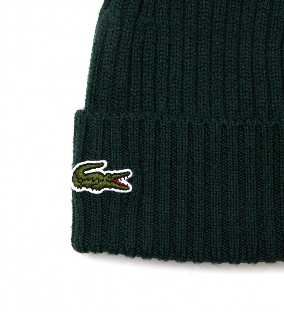 Gorro Lacoste Verde de Lã Canelada