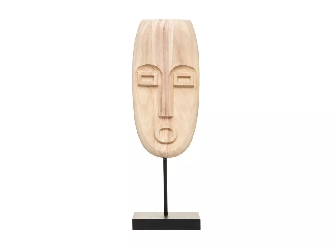 Objet décoratif Sculpture Masque Safari en Bois Naturel H 47 cm