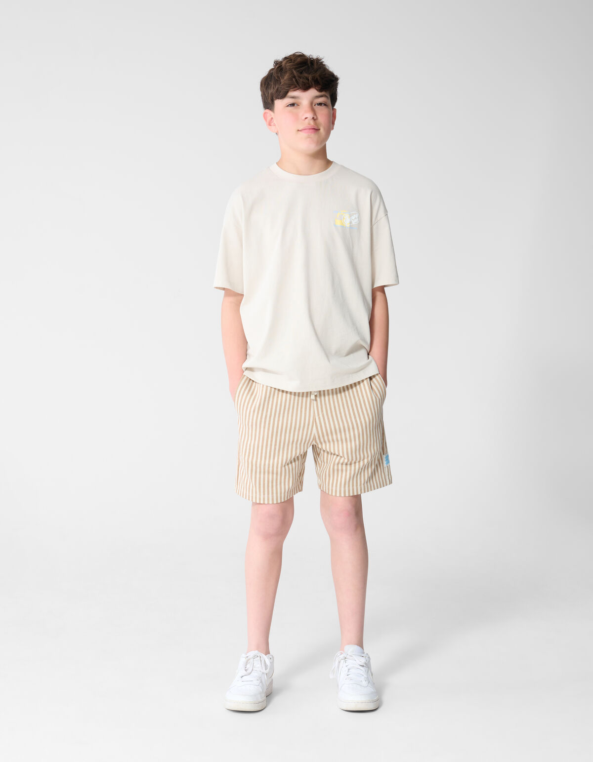 Striped Short Beige