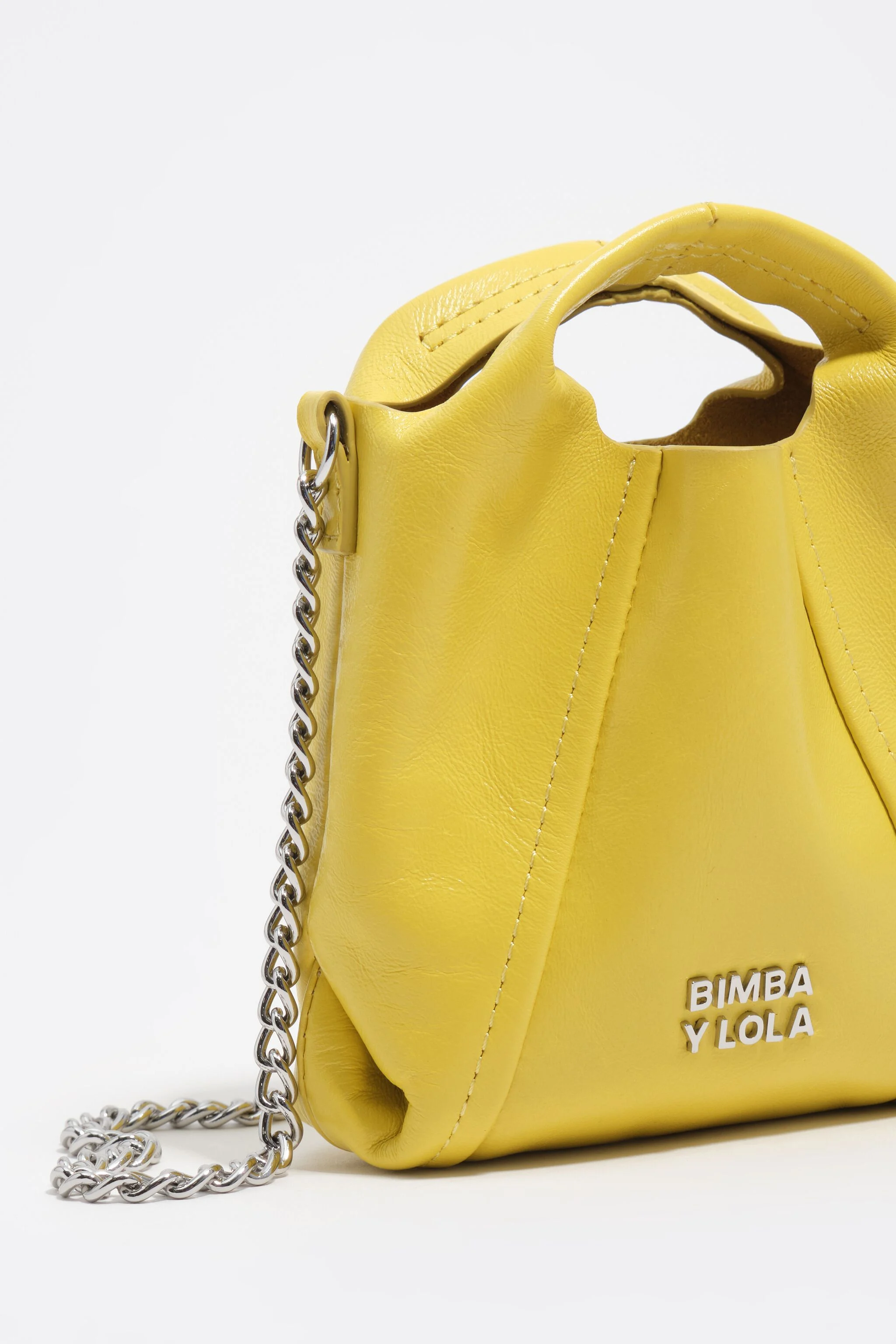 Saco de papel micro de couro amarelo