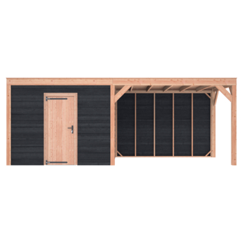 Tuinhuis Douglas Zwart Zweeds Rabat 645x255cmcm