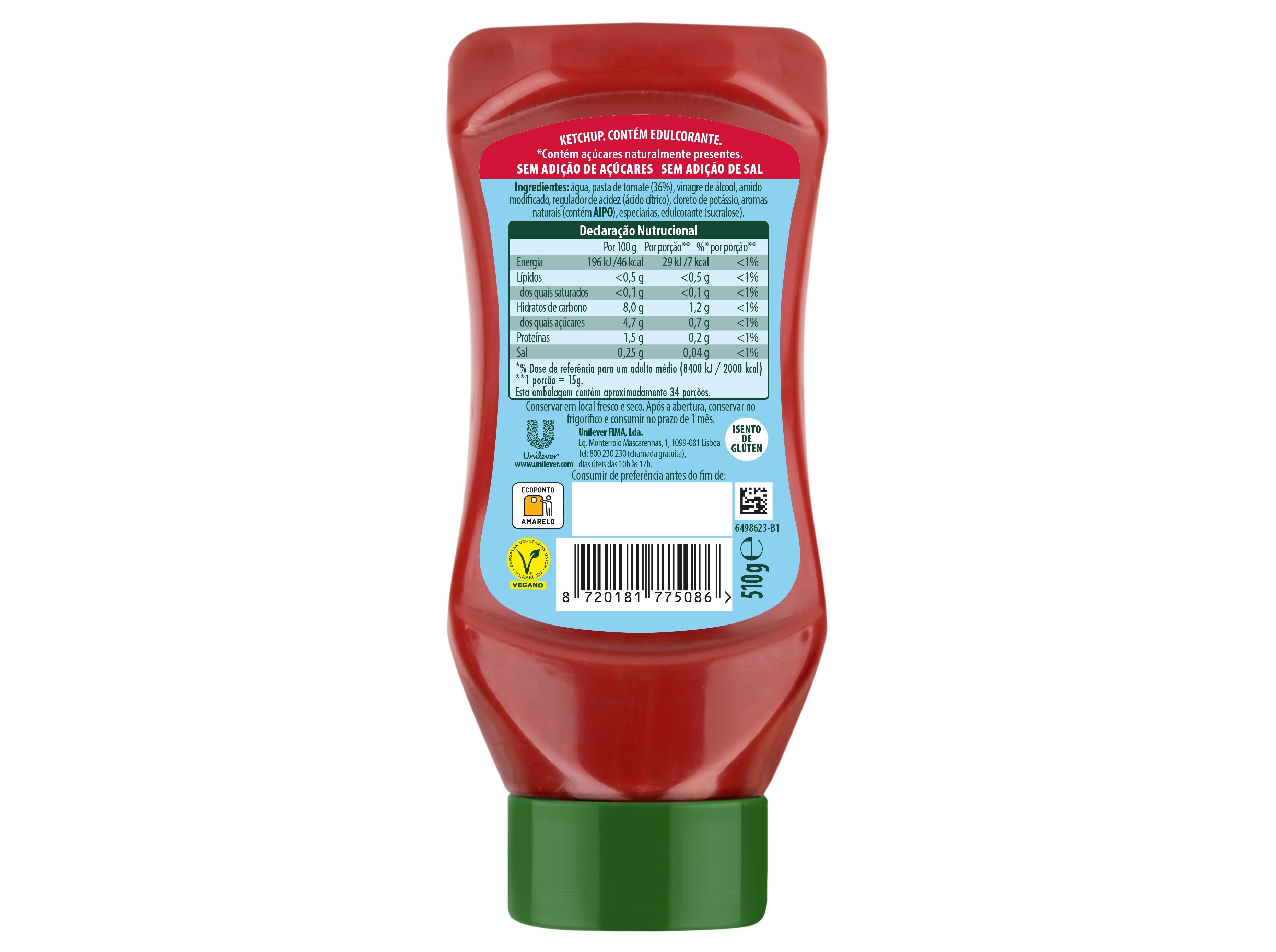 KETCHUP CALVÉ ZERO TD 510G