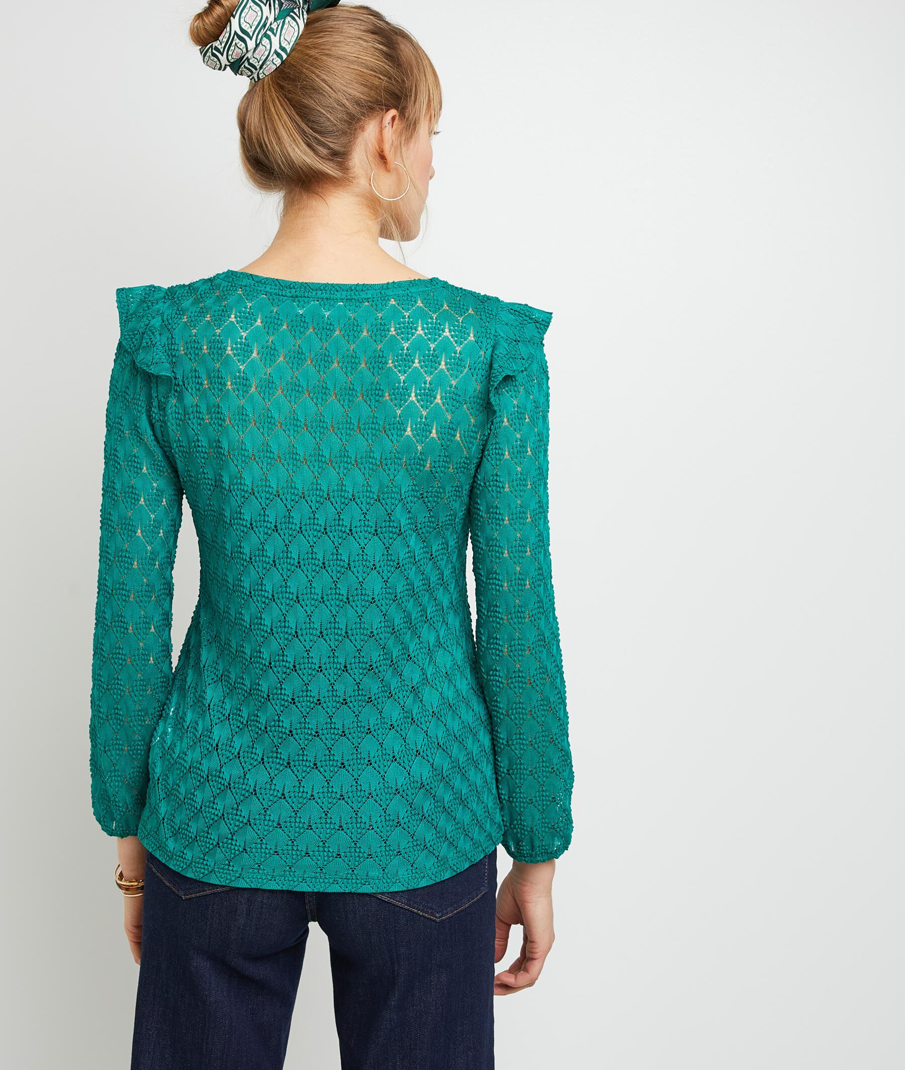 T-shirt en dentelle femme - VERT