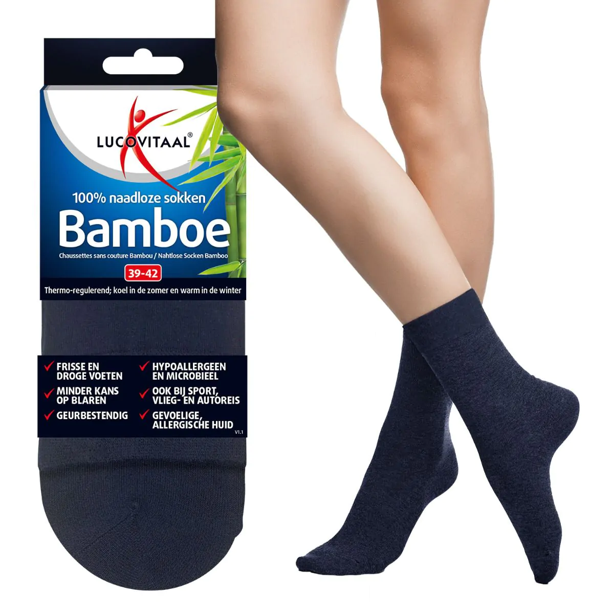 Bamboe Sokken Lang Blauw 3 paar