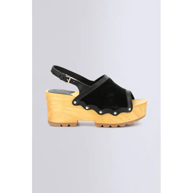 KICK WEDGE WOOD NOIR SANDALES Cuir Femme