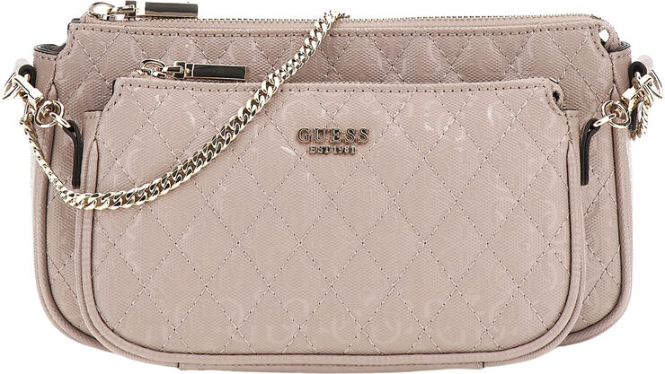 GUESS YARMILLA DBL POUCH CROSSBODY Taupe