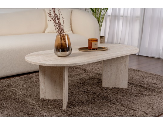 CONCEPT1 - Table basse Sable travertin 119 x 60 x h40cm