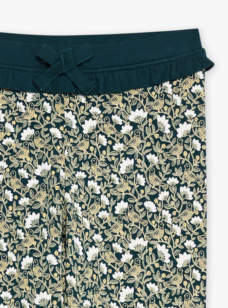 Legging vert émeraude et jaune à imprimé fleuri
