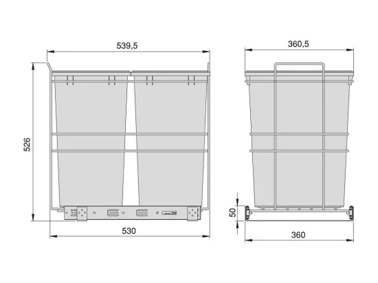 Poubelle de recyclage 2 bacs de 35 L Recycle