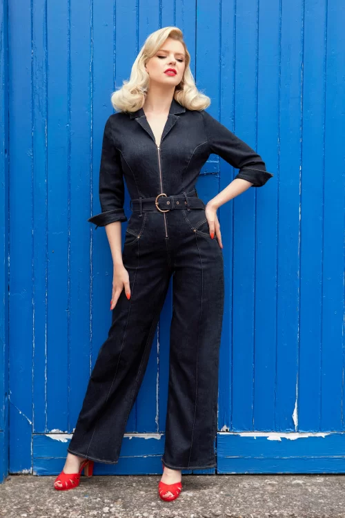 Rock-a-Booty Audrey jumpsuit in donker denim