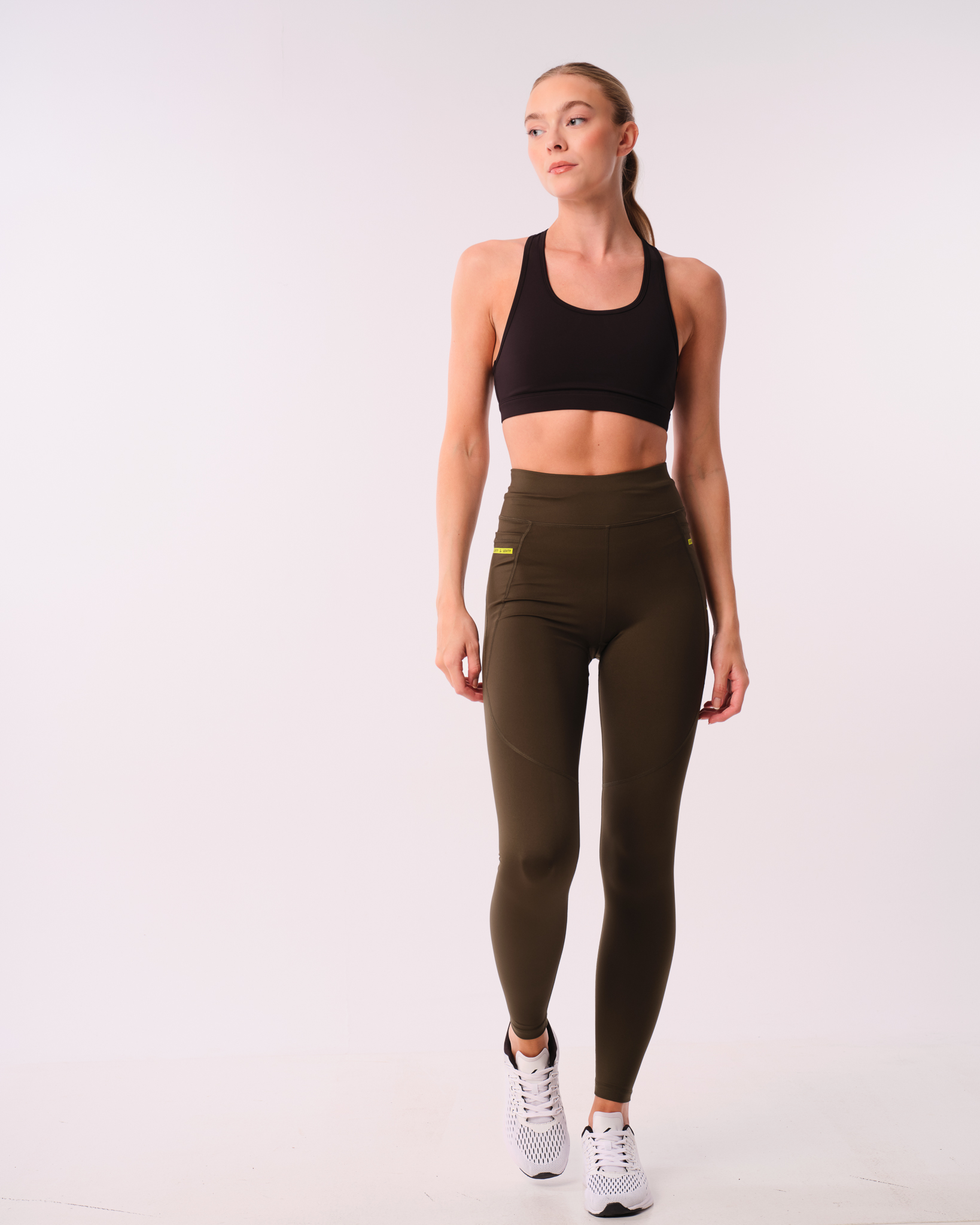 LEVITY Conquer Running Pocket Tights Green Forest