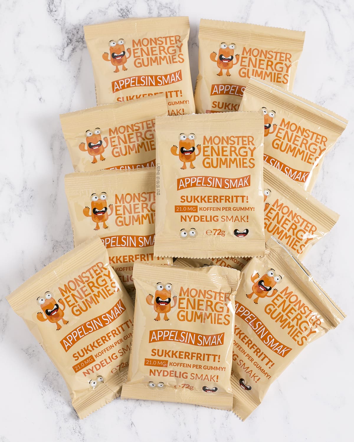 Monster - Sugar Free Energy Gummies - Appelsin 70g - 10-Pakning!