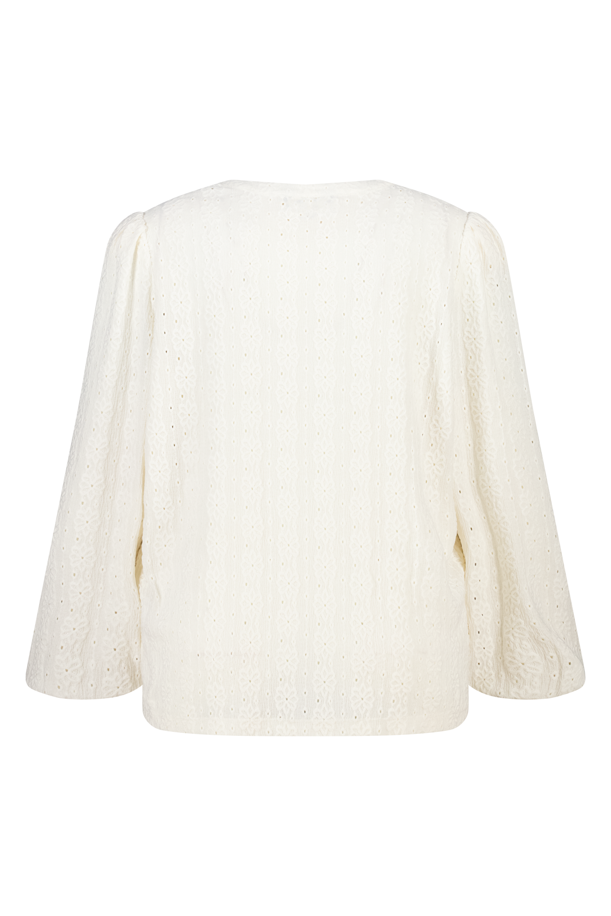 Jersey top met stretch met pofmouw Cream